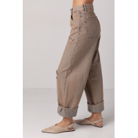 Джинси baggy з рваними елементами  кавовий колір