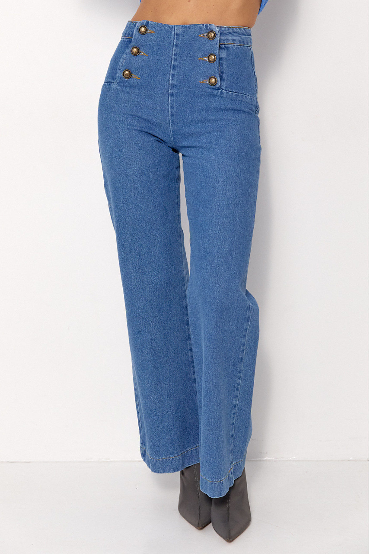 Жіночі жіночі джинси з ґудзиками спереду  синій колір