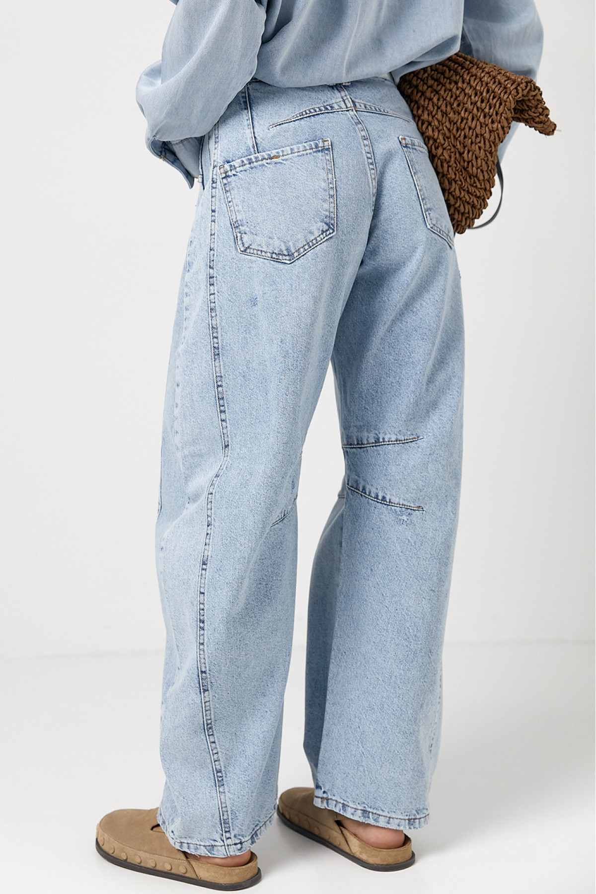 Джинси жіночі  Вaggy з рваним ефектом  блакитний колір