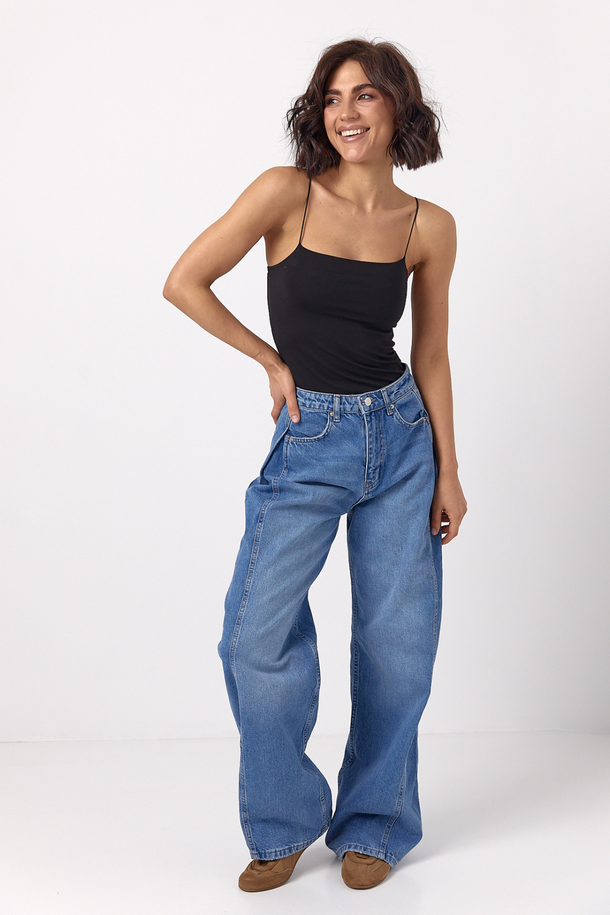 Широкі жіночі жіночі джинси Baggy  синій колір