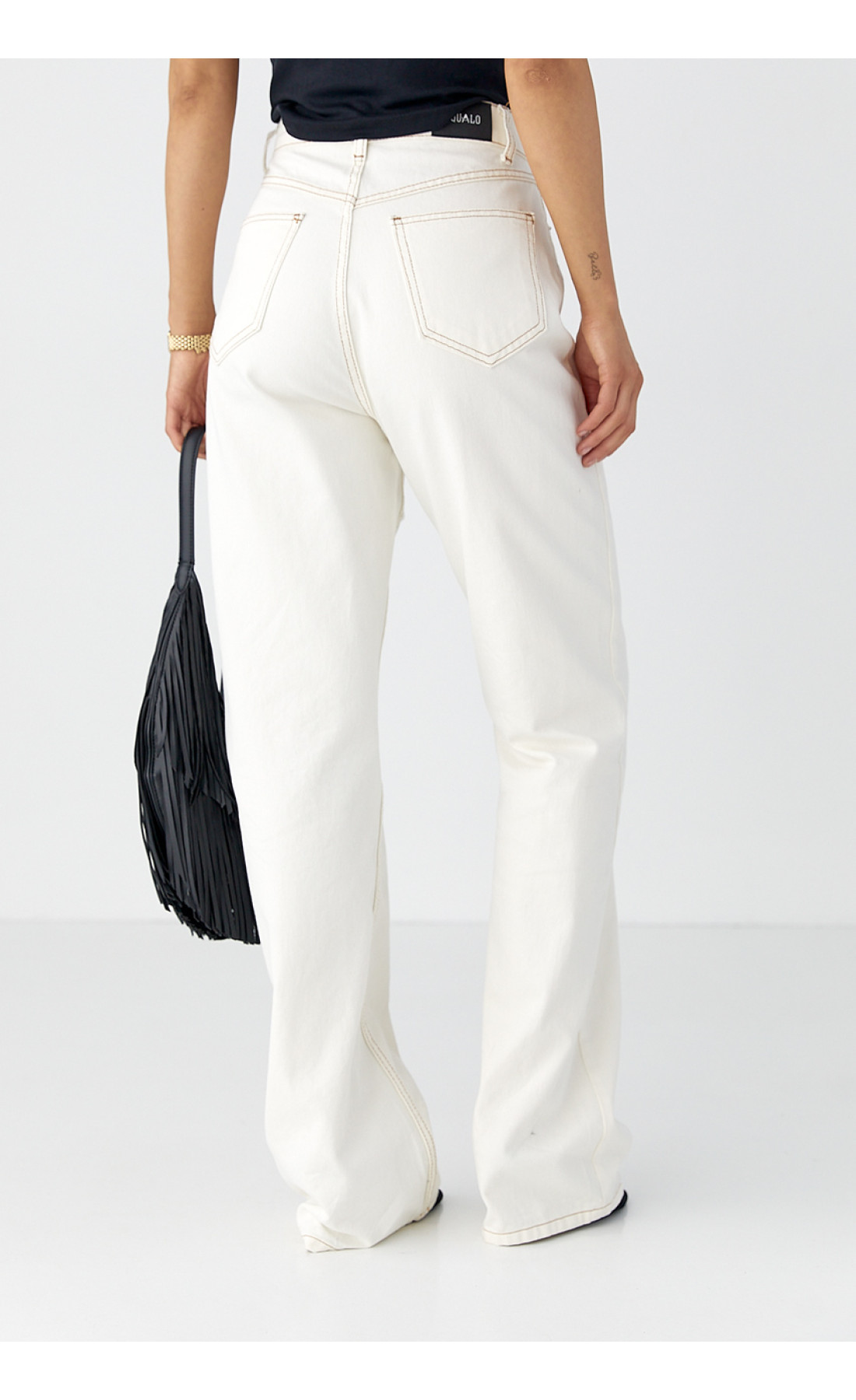 Джинси Wide Leg із акцентними швами  молочний колір