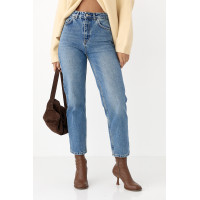 Момжіночі джинси з високою посадкою  синій колір