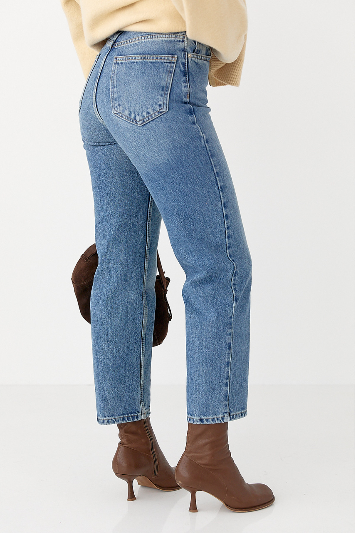 Момжіночі джинси з високою посадкою  синій колір