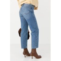 Момжіночі джинси з високою посадкою  синій колір