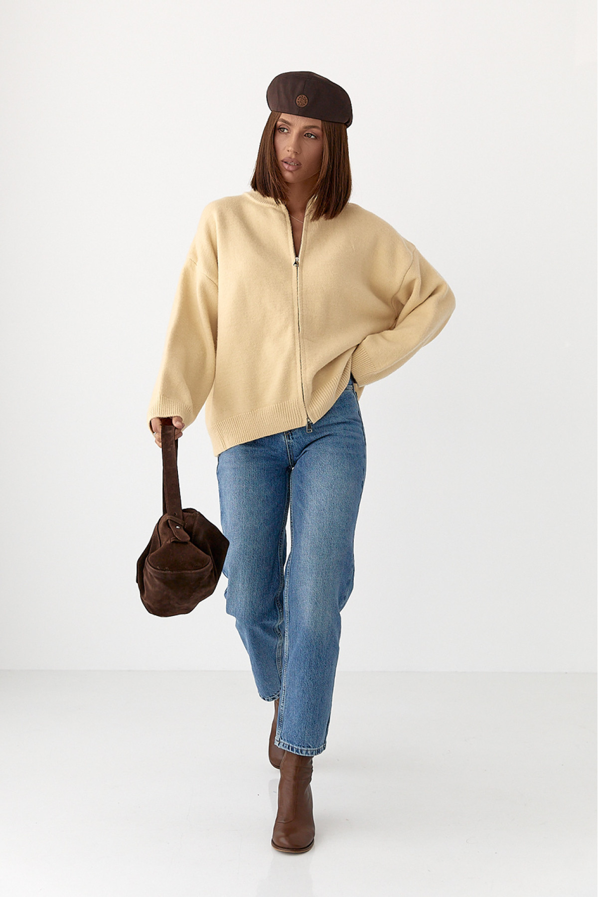 Момжіночі джинси з високою посадкою  синій колір