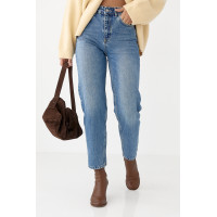 Момжіночі джинси з високою посадкою  синій колір