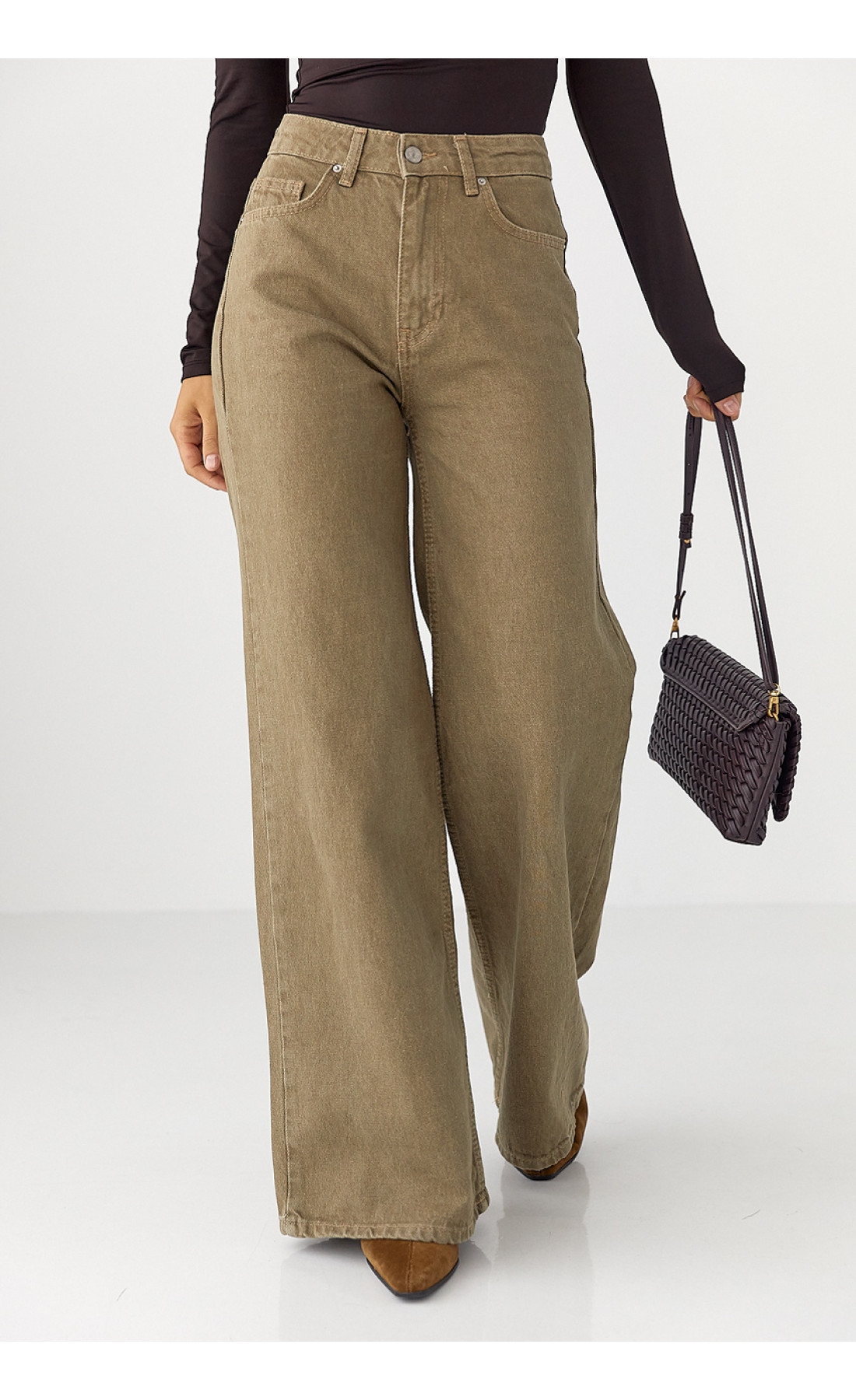 Широкі жіночі джинси Palazzo з високою талією  світлокоричневий колір