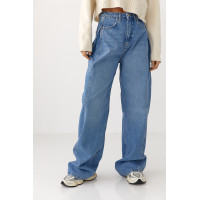 Сині широкі жіночі джинси Baggy  синій колір