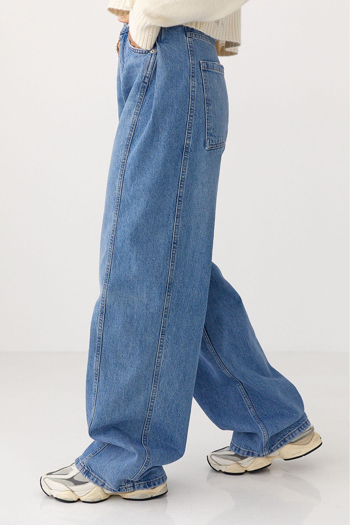 Сині широкі жіночі джинси Baggy  синій колір