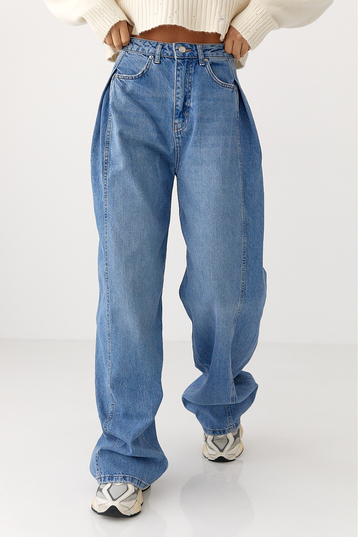 Сині широкі жіночі джинси Baggy  синій колір