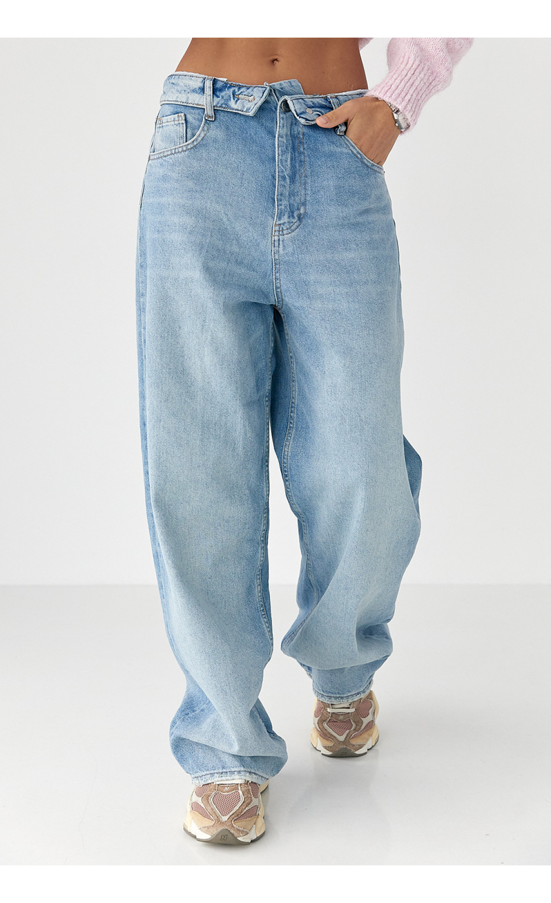 Джинси Baggy з підгорнутим поясом  джинс колір