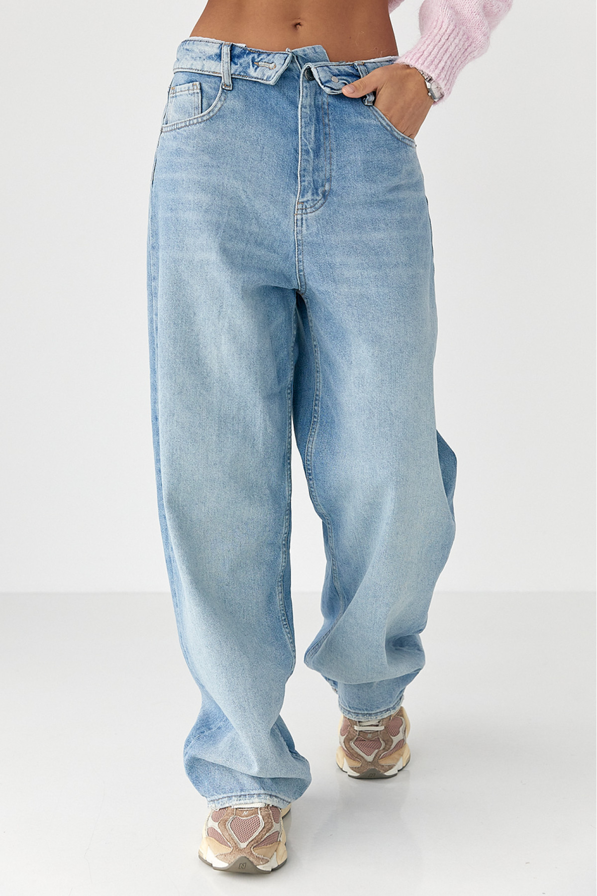 Джинси Baggy з підгорнутим поясом  джинс колір