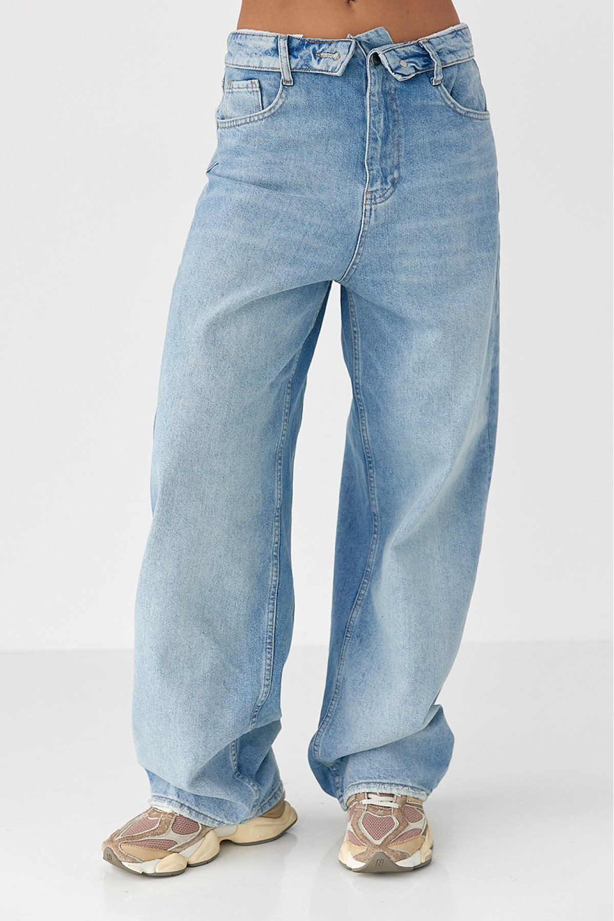 Джинси Baggy з підгорнутим поясом  джинс колір