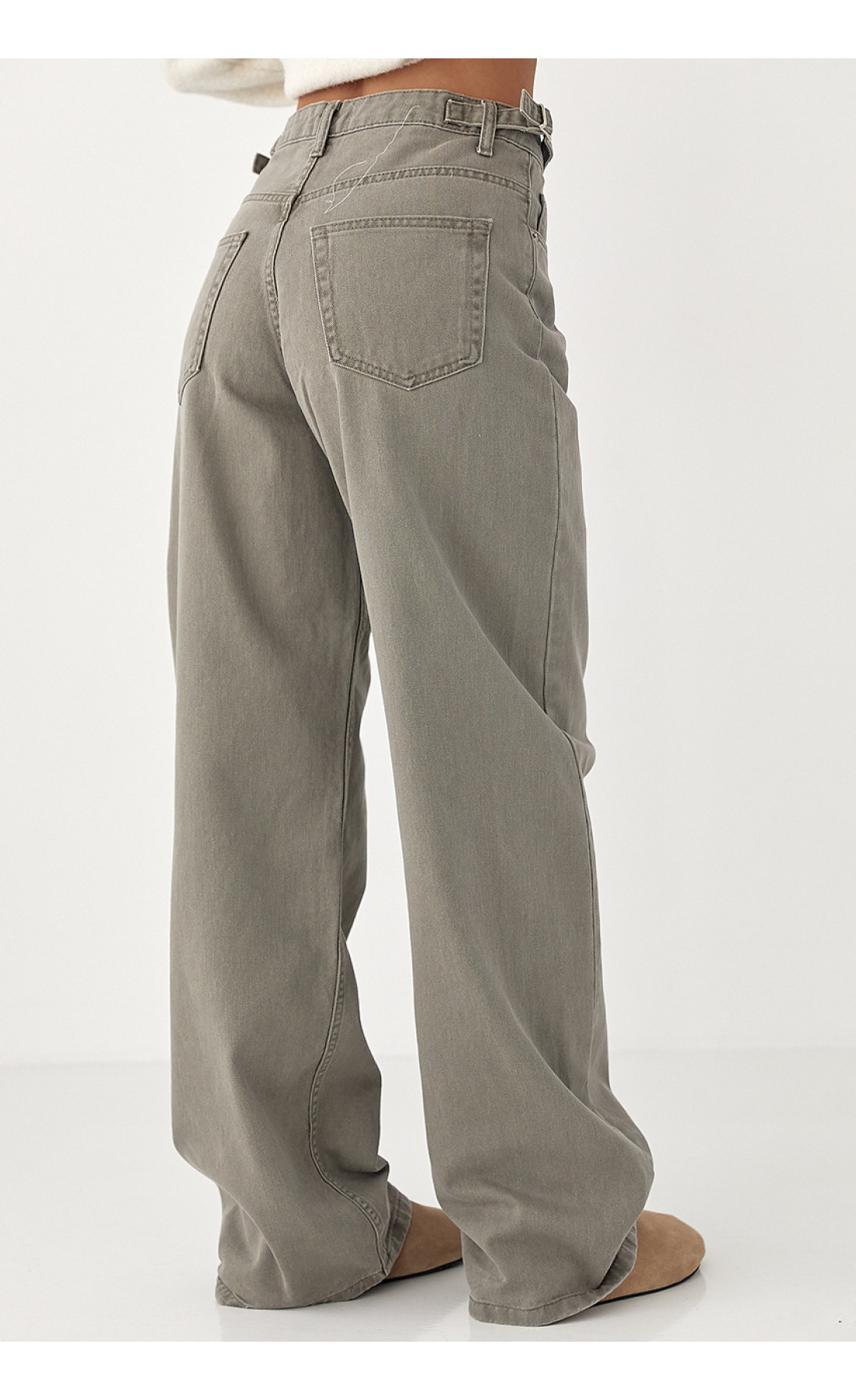 Джинси Palazzo із затяжками на талії  сірий колір