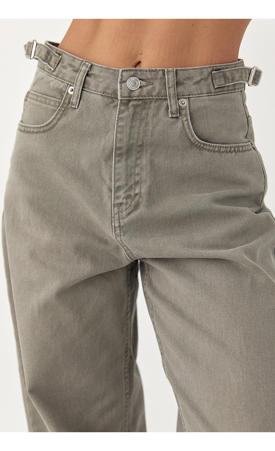 Джинси Palazzo із затяжками на талії  сірий колір