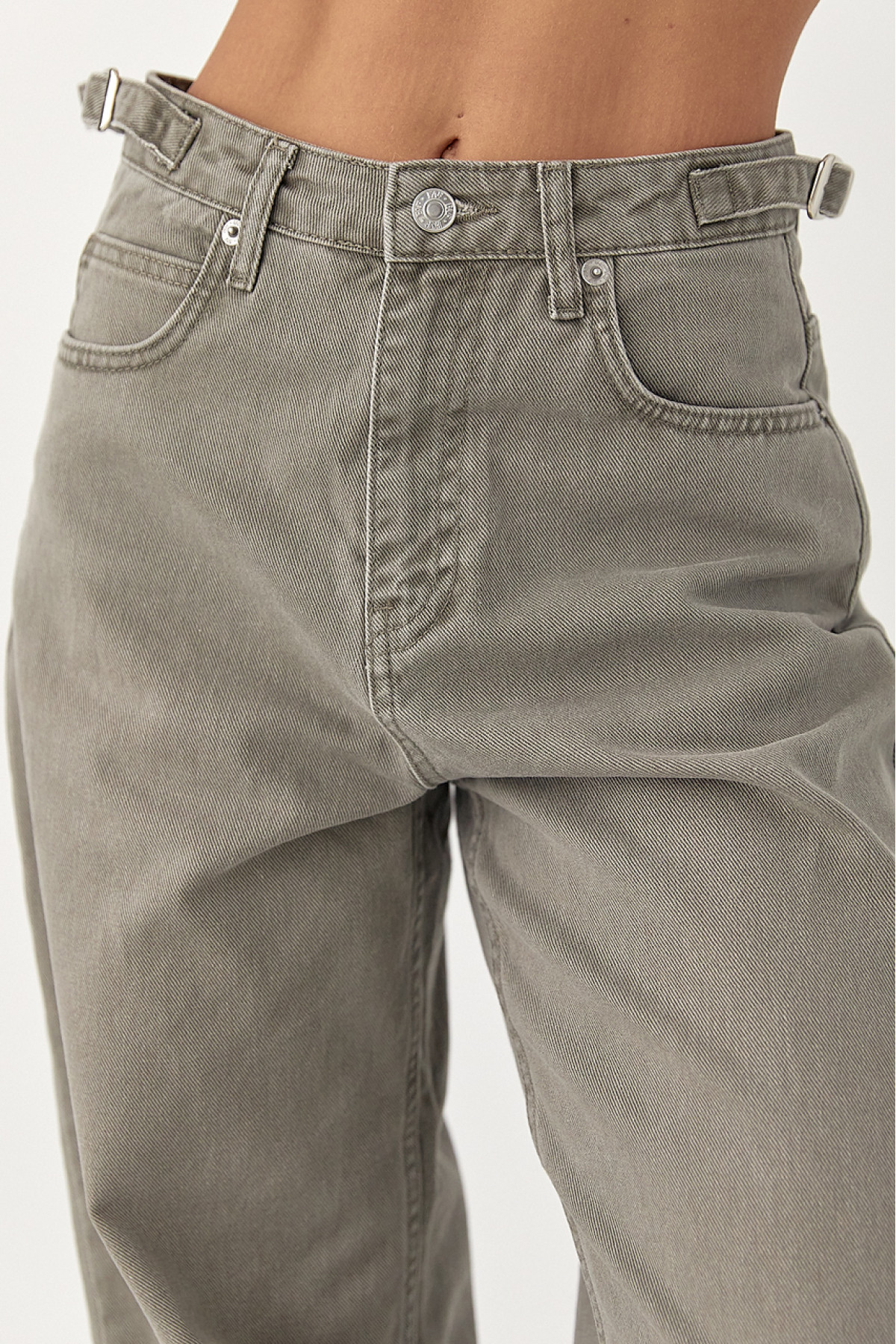 Джинси Palazzo із затяжками на талії  сірий колір