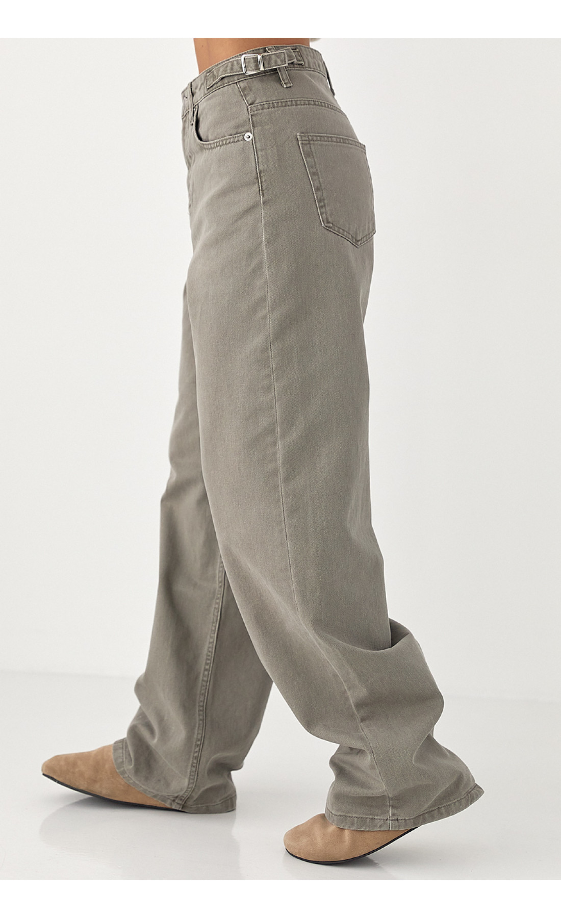 Джинси Palazzo із затяжками на талії  сірий колір