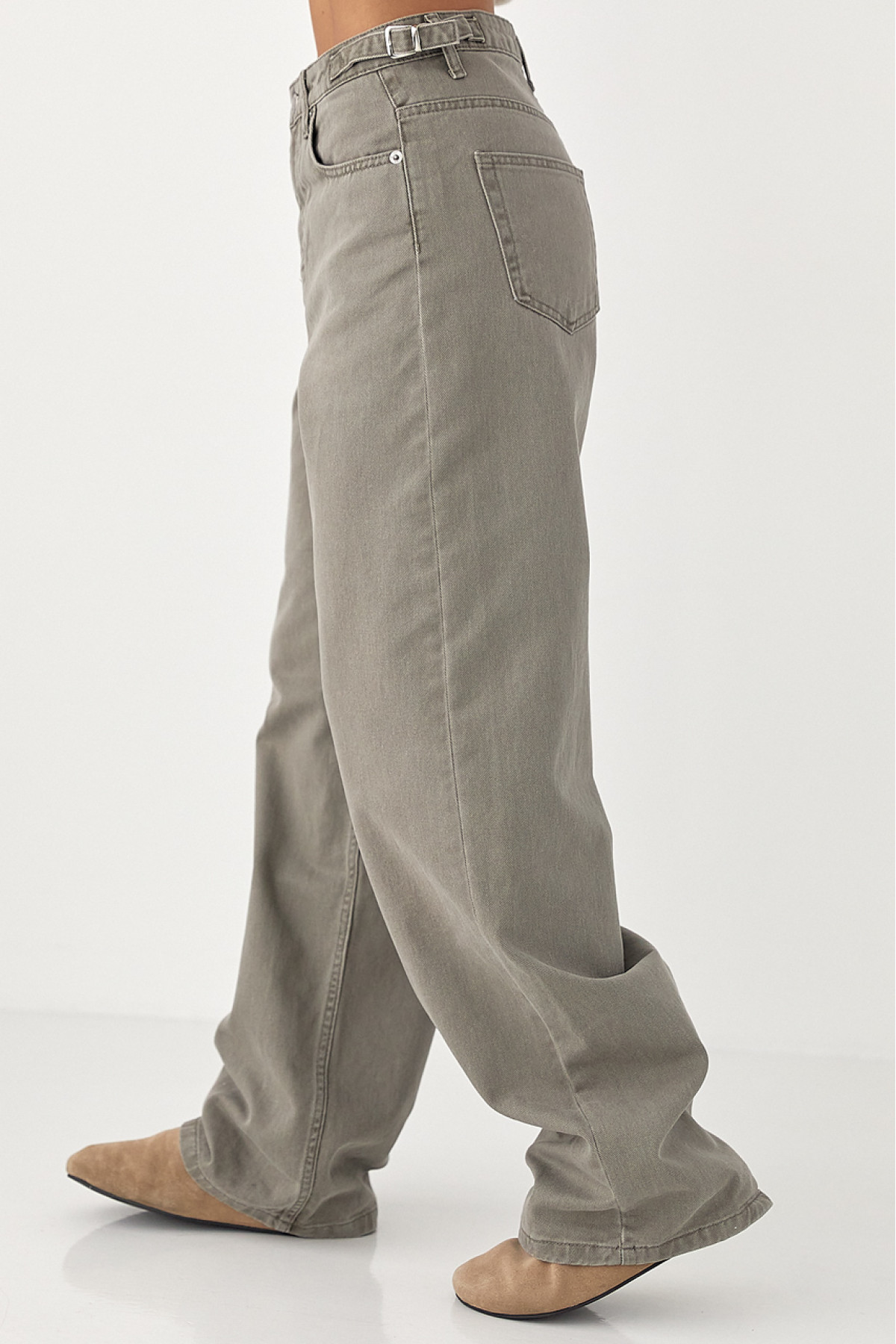 Джинси Palazzo із затяжками на талії  сірий колір