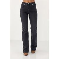 Жіночі прямі жіночі джинси з високою посадкою  чорний колір