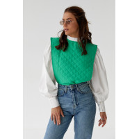 Блуза з об'ємними рукавами з накидкою та поясом EISA  зелений колір