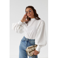 Блуза з об'ємними рукавами з накидкою та поясом EISA  зелений колір