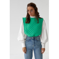 Блуза з об'ємними рукавами з накидкою та поясом EISA  зелений колір