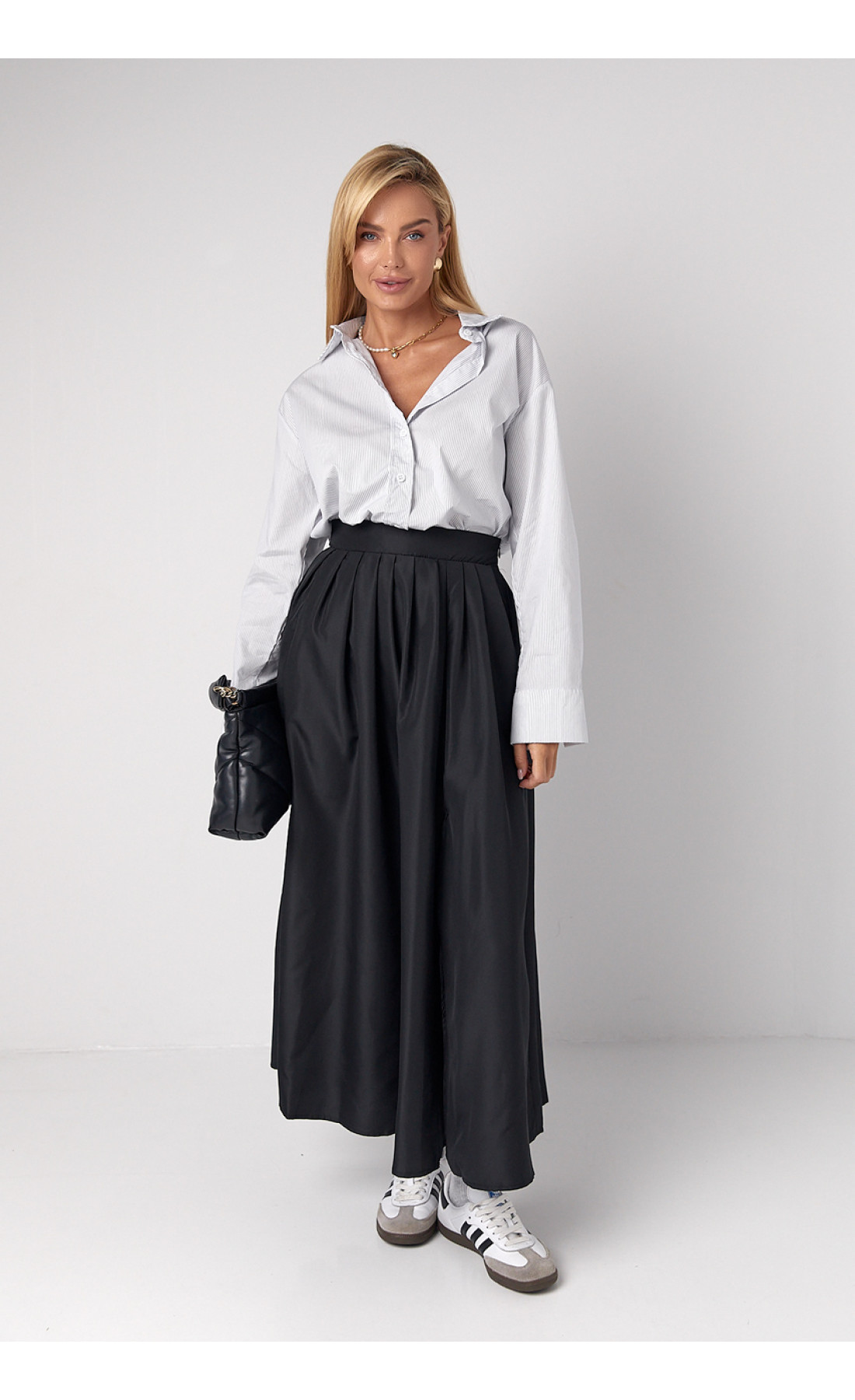 Смугаста жіноча сорочка oversize  світлосірий колір