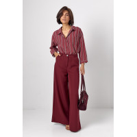 Жіноча сорочка у смужку з рукавами три чверті  бордо колір