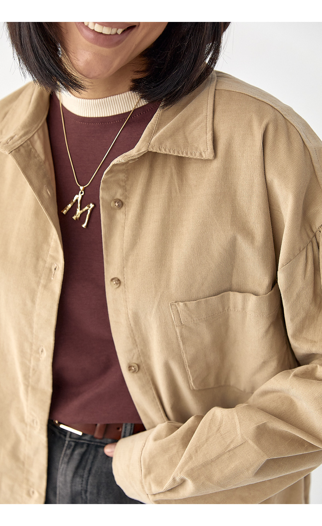 Жіноча вельветова оversize сорочка  світлокоричневий колір