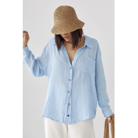 Муслінова сорочка на ґудзиках  блакитний колір