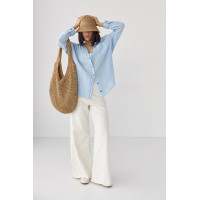 Муслінова сорочка на ґудзиках  блакитний колір