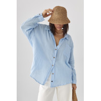 Муслінова сорочка на ґудзиках  блакитний колір