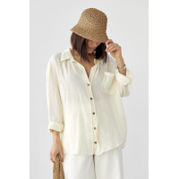 Муслінова сорочка на ґудзиках  кремовий колір