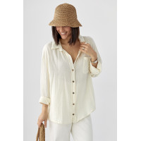 Муслінова сорочка на ґудзиках  кремовий колір