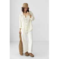 Муслінова сорочка на ґудзиках  кремовий колір