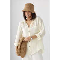 Муслінова сорочка на ґудзиках  кремовий колір