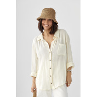 Муслінова сорочка на ґудзиках  кремовий колір