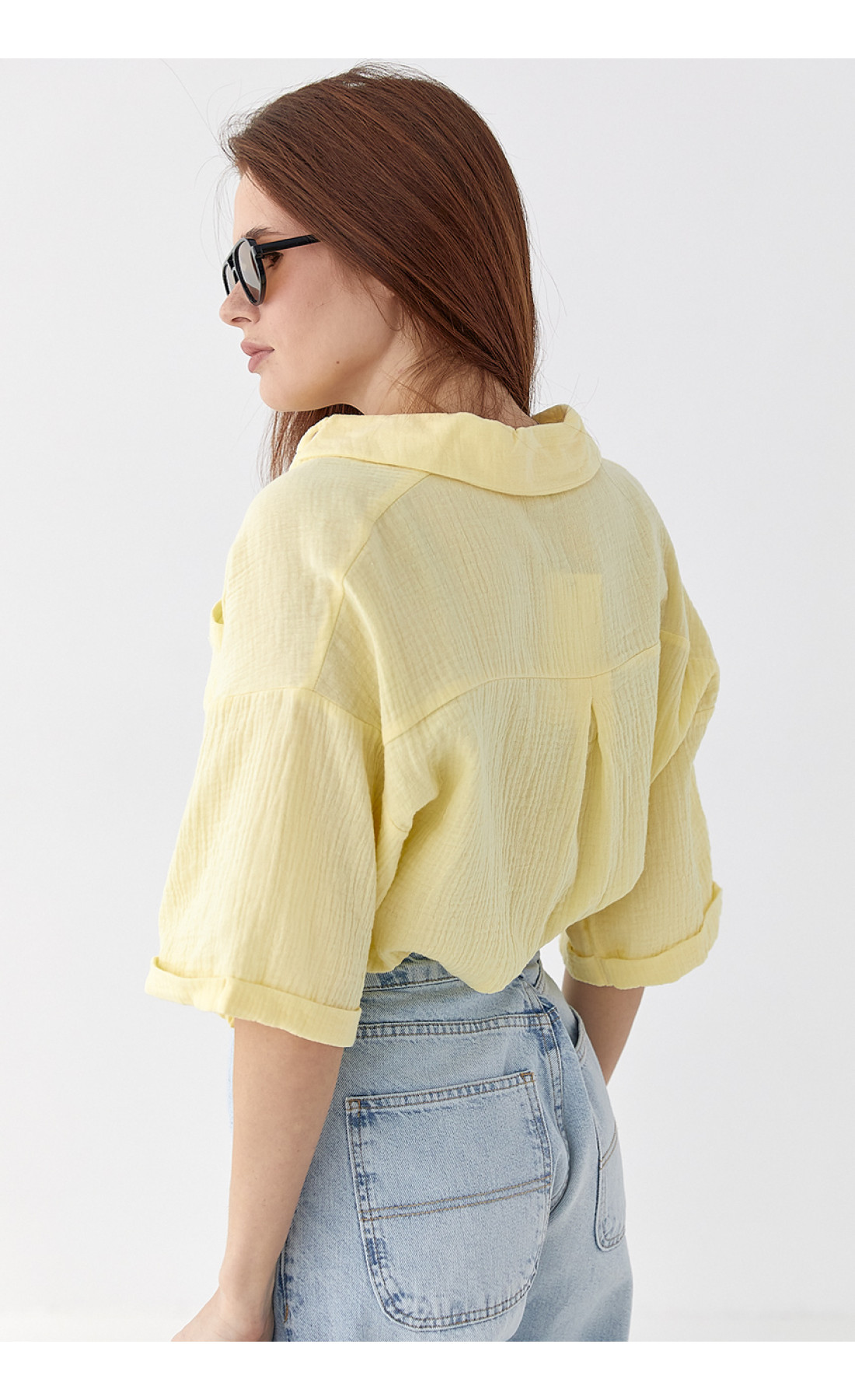 Муслінова сорочка з коротким рукавом  лимонний колір