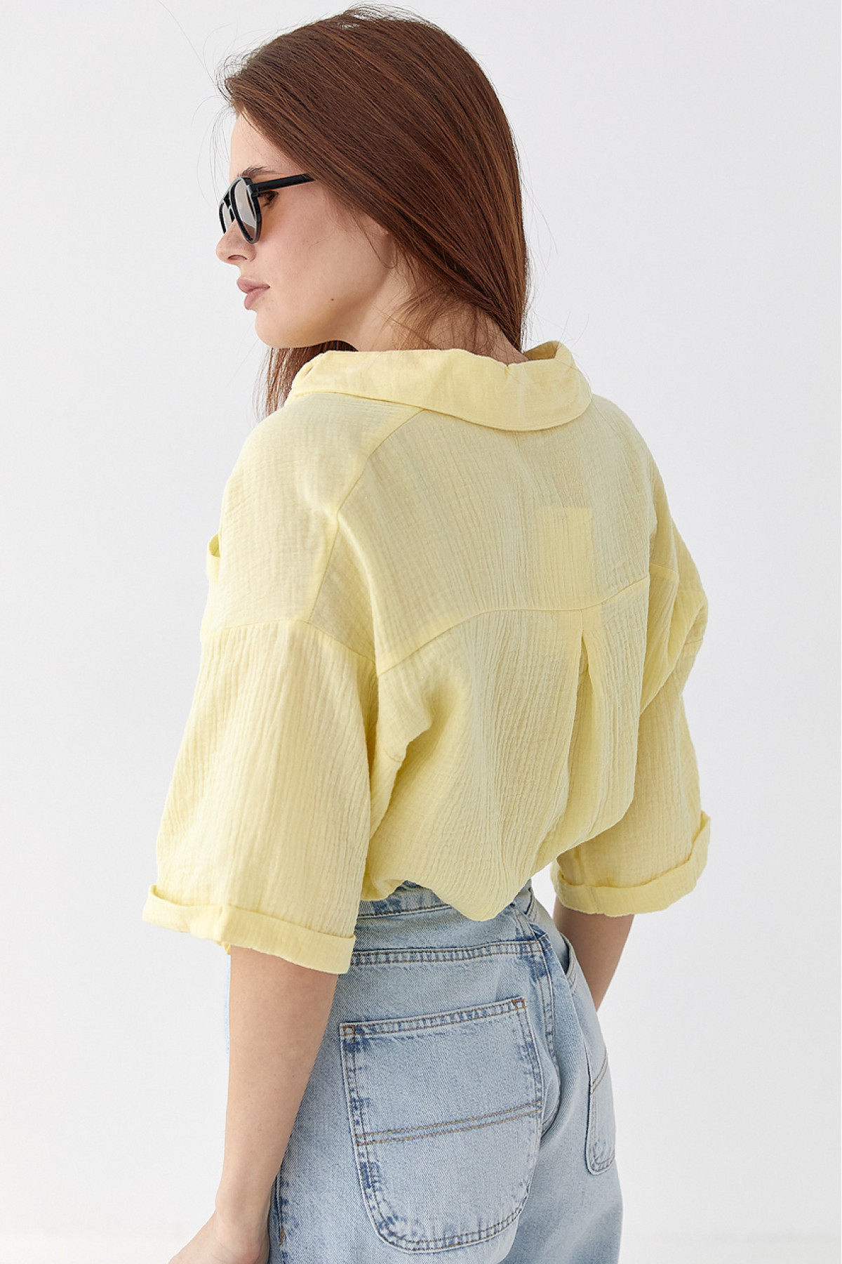 Муслінова сорочка з коротким рукавом  лимонний колір