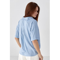 Укорочена сорочка  з напівкруглим низом  джинс колір