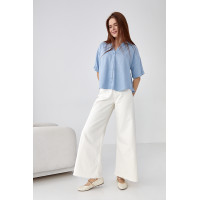 Укорочена сорочка  з напівкруглим низом  джинс колір