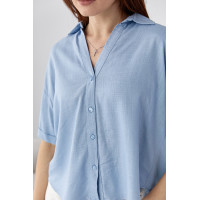 Укорочена сорочка  з напівкруглим низом  джинс колір