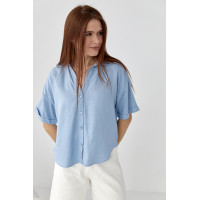 Укорочена сорочка  з напівкруглим низом  джинс колір