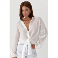 Напівпрозора сорочка з тенселу  білий колір