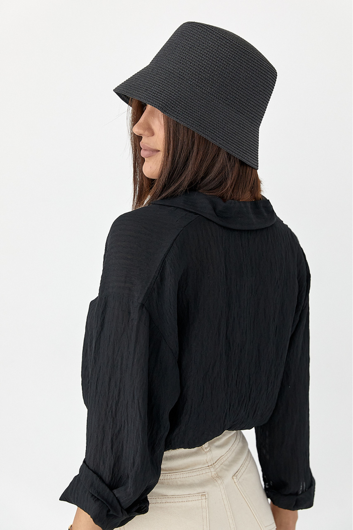 Смугаста сорочка з довгими рукавами  чорний колір