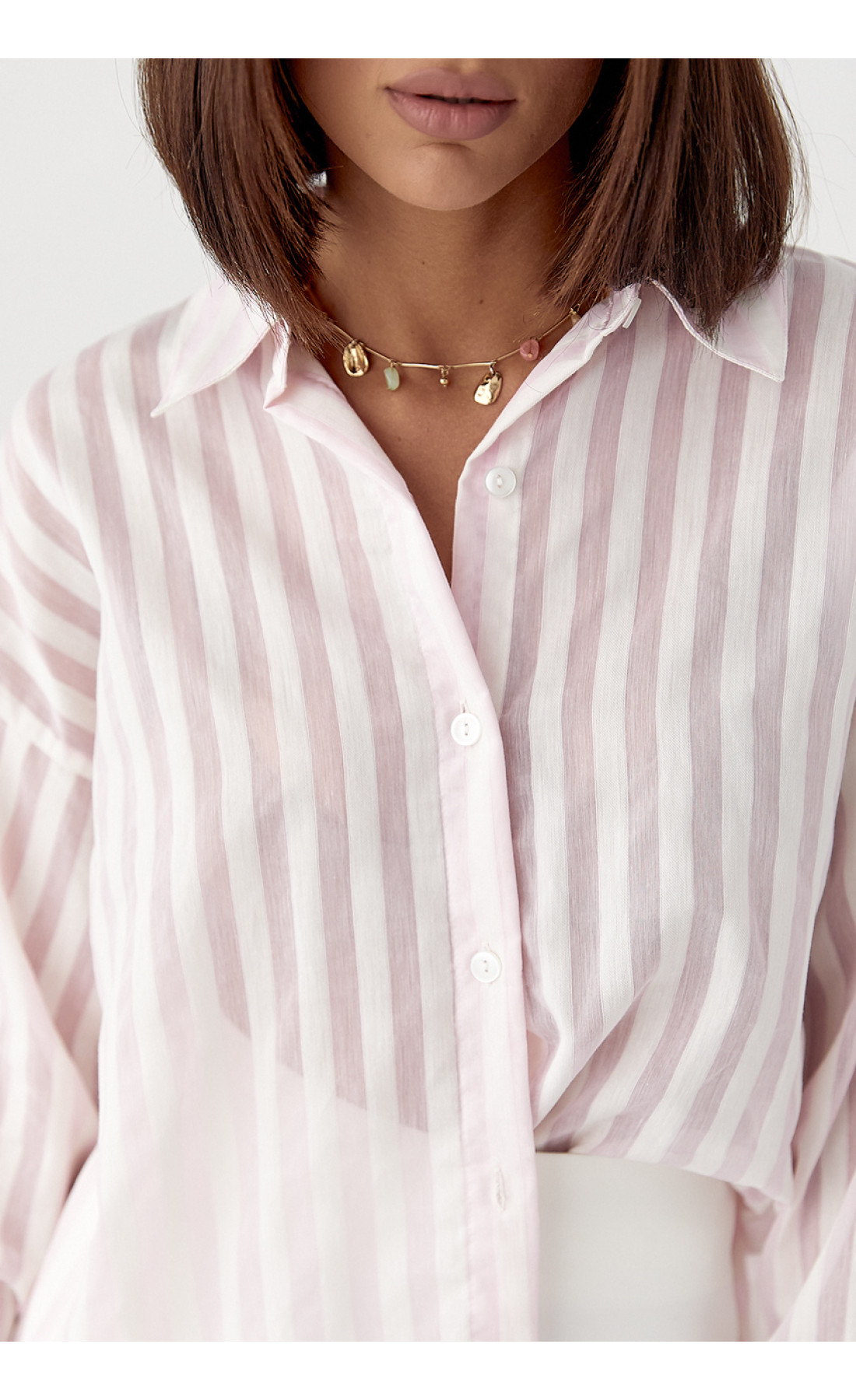 Сорочка у смужку з довгими рукавами  рожевий колір