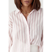 Сорочка у смужку з довгими рукавами  рожевий колір