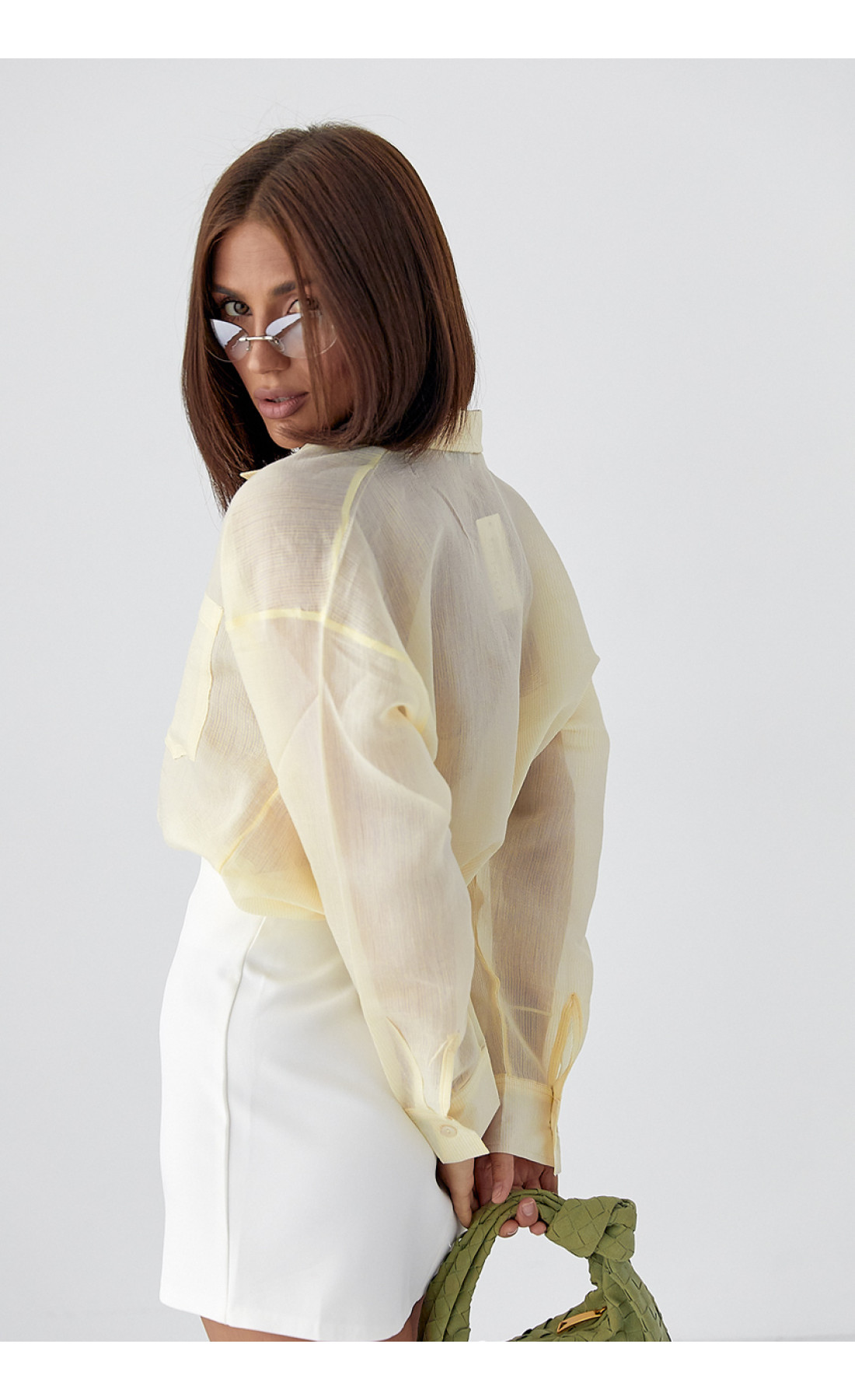 Смугаста прозора сорочка  лимонний колір