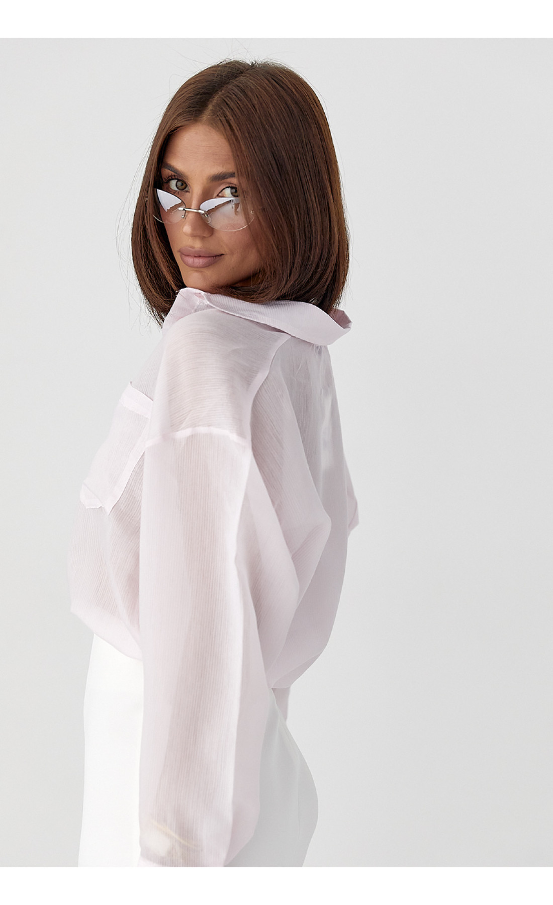 Смугаста прозора сорочка  рожевий колір