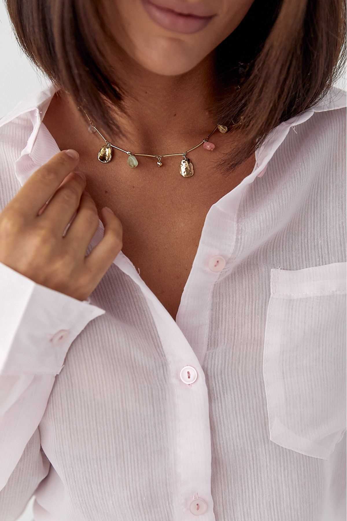 Смугаста прозора сорочка  рожевий колір